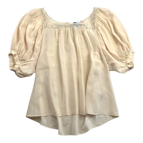 Rebecca Taylor Tops - Rebecca Taylor Cream Blush Balloon Sleeve 100% Silk Lace Blouse Flowy Size 6